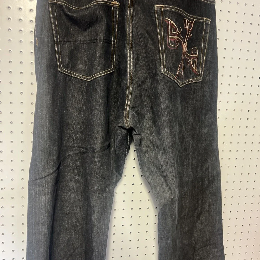 FUBU Jeans Y2K Baggy 40 X 34 Embroidered Gray Skater Streetwear 90s‎ Collection